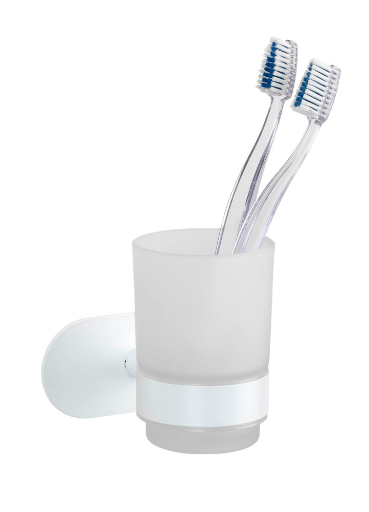 Turbo-Loc® Zahnputzbecherhalter Uno Orea White matt  aus rostfreiem Edelstahl