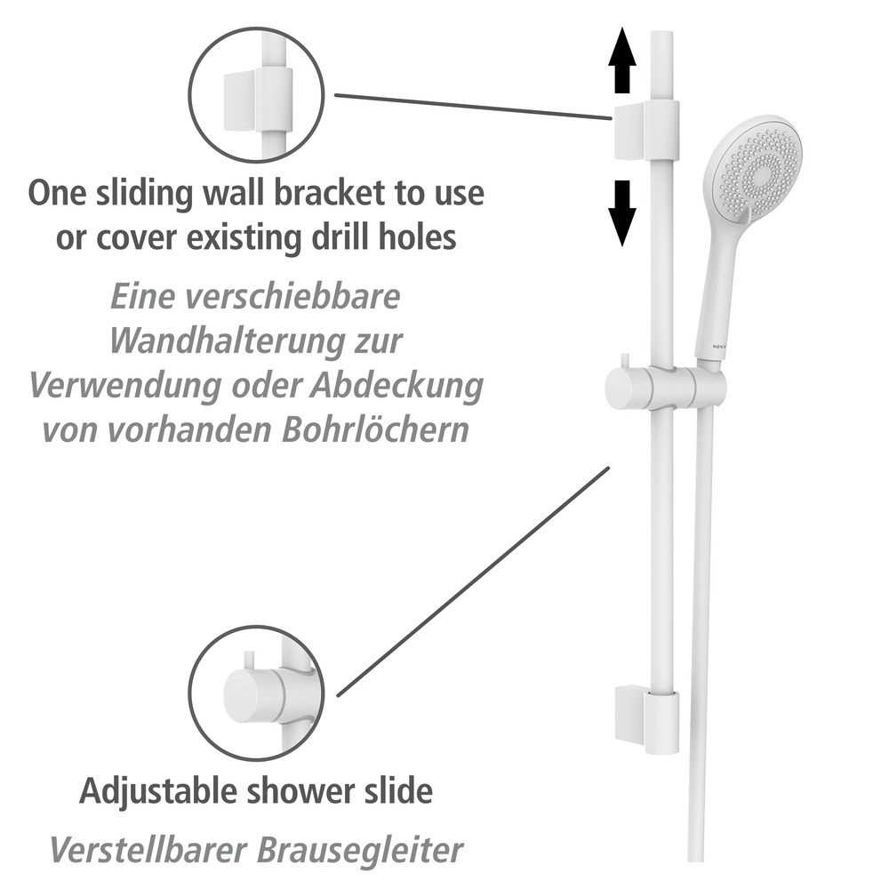 Brauseset Watersaving Weiß  Länge Stange: 70 cm