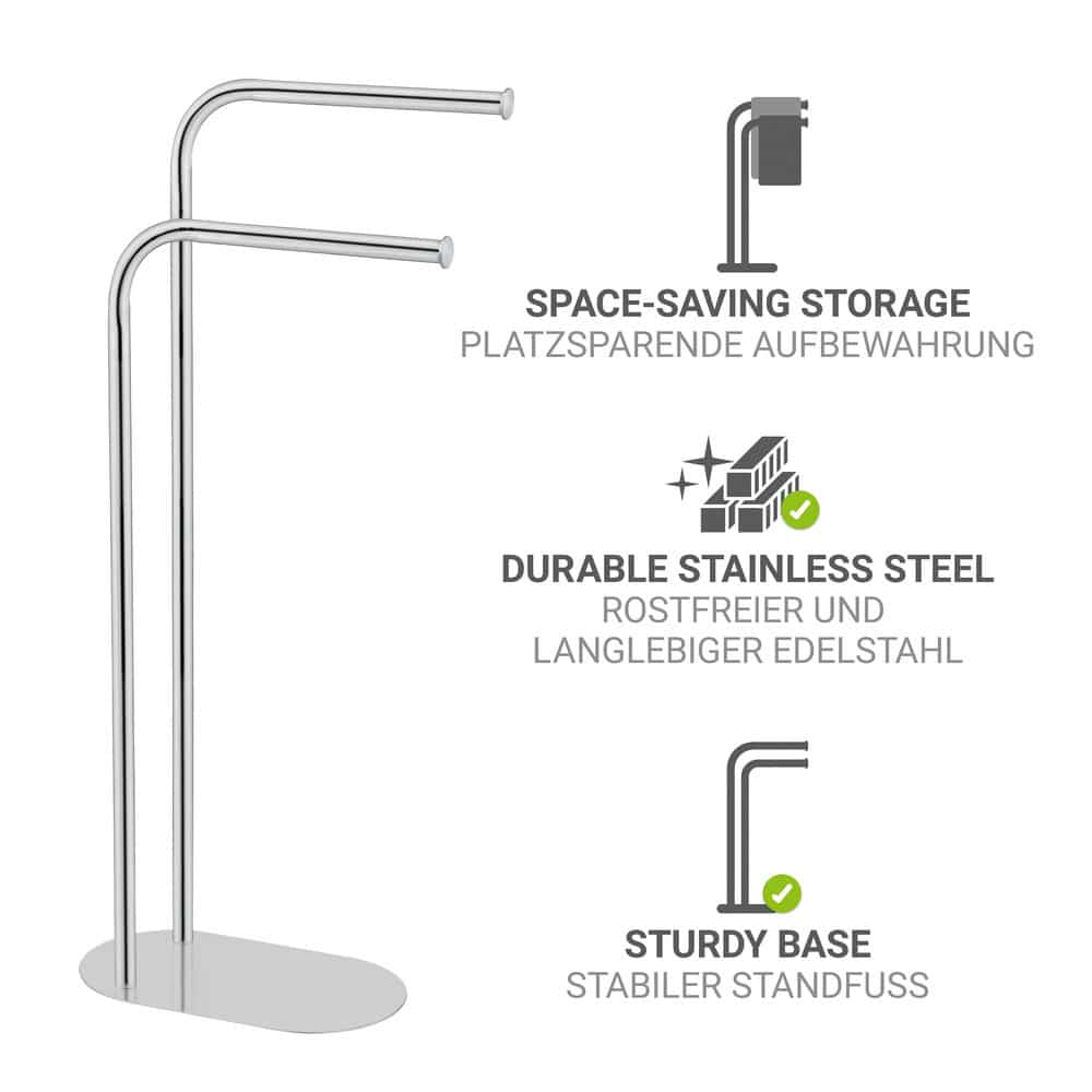 Handtuchständer Mod. Levante, glänzend, Edelstahl, 30x79x17 cm  platzsparend und freistehend