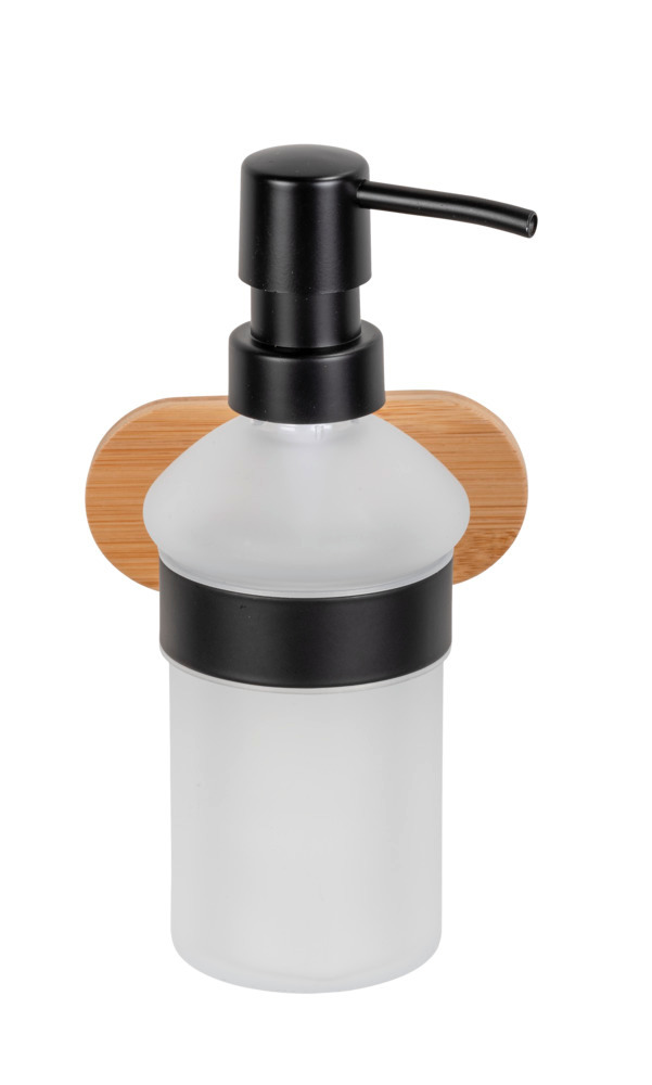 Turbo-Loc® Seifenspender Mod. Orea Bamboo  Abnehmbarer Becher aus satiniertem Glas