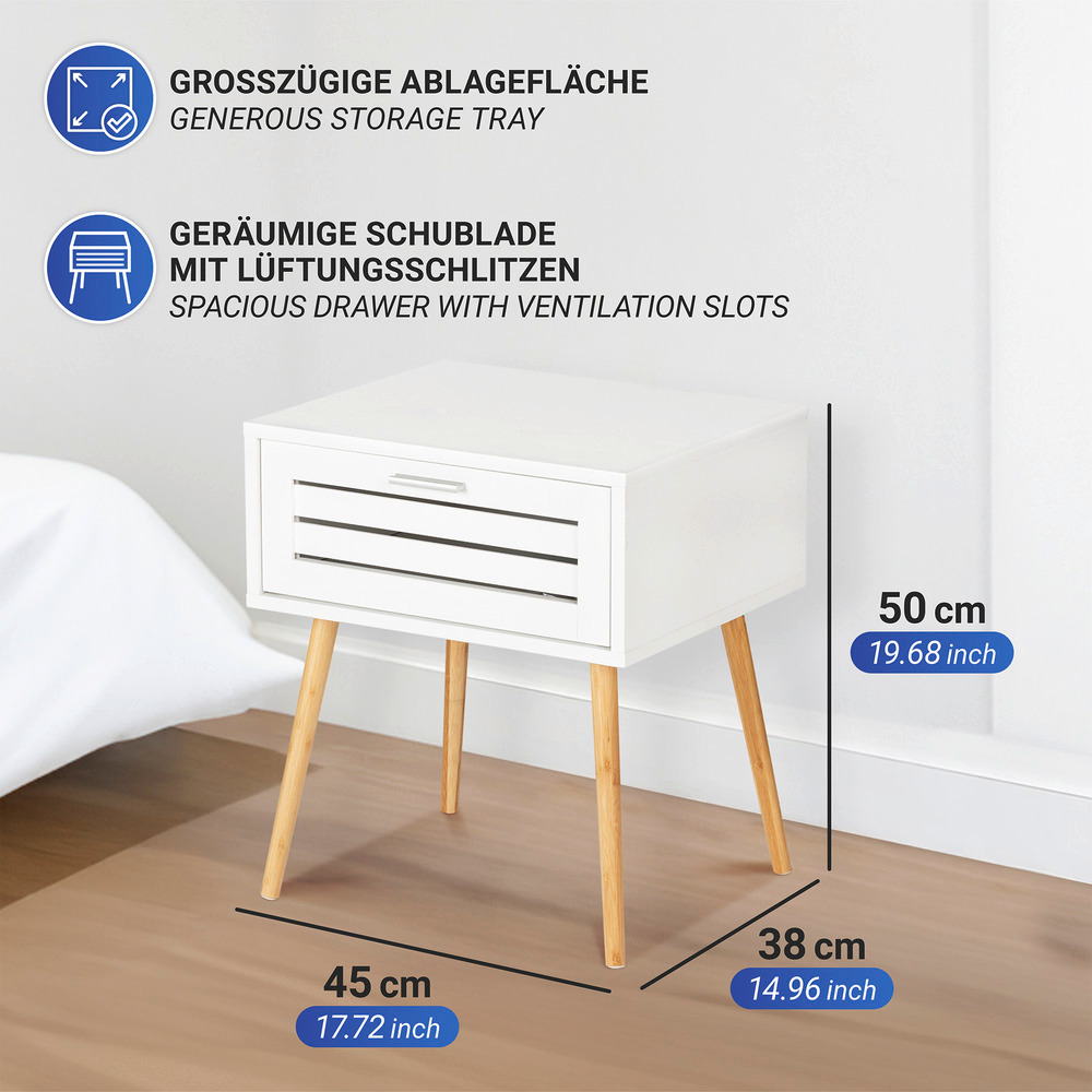 Beistelltisch mit Schublade Mod. Finja  aus Bambus/MDF