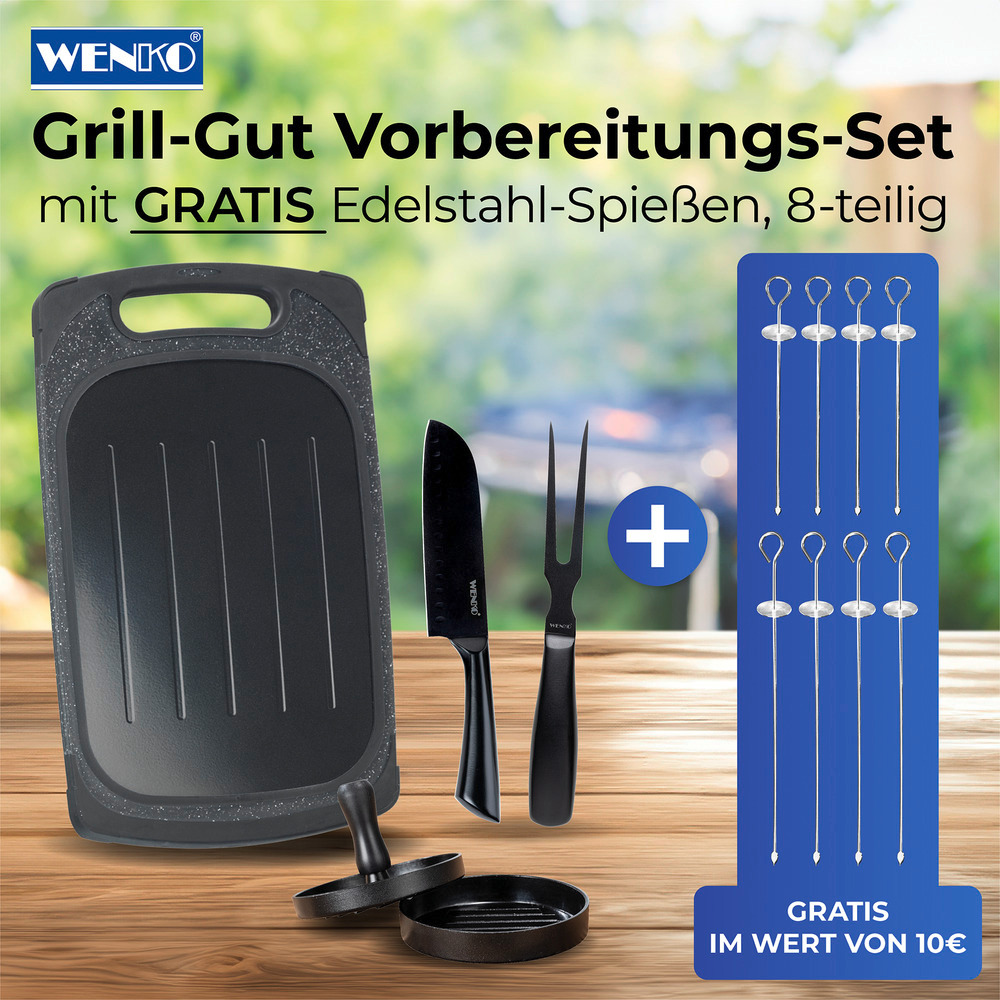 Grill-Gut Vorbereitungs-Set, 4tlg. mit Edelstahl-Spieße als Gratiszugabe  