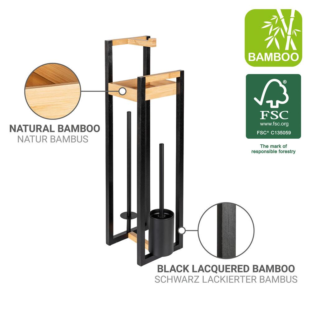 4 in 1 Stand WC-Garnitur Mod. Braidi  aus FSC® zertifiziertem Bambus