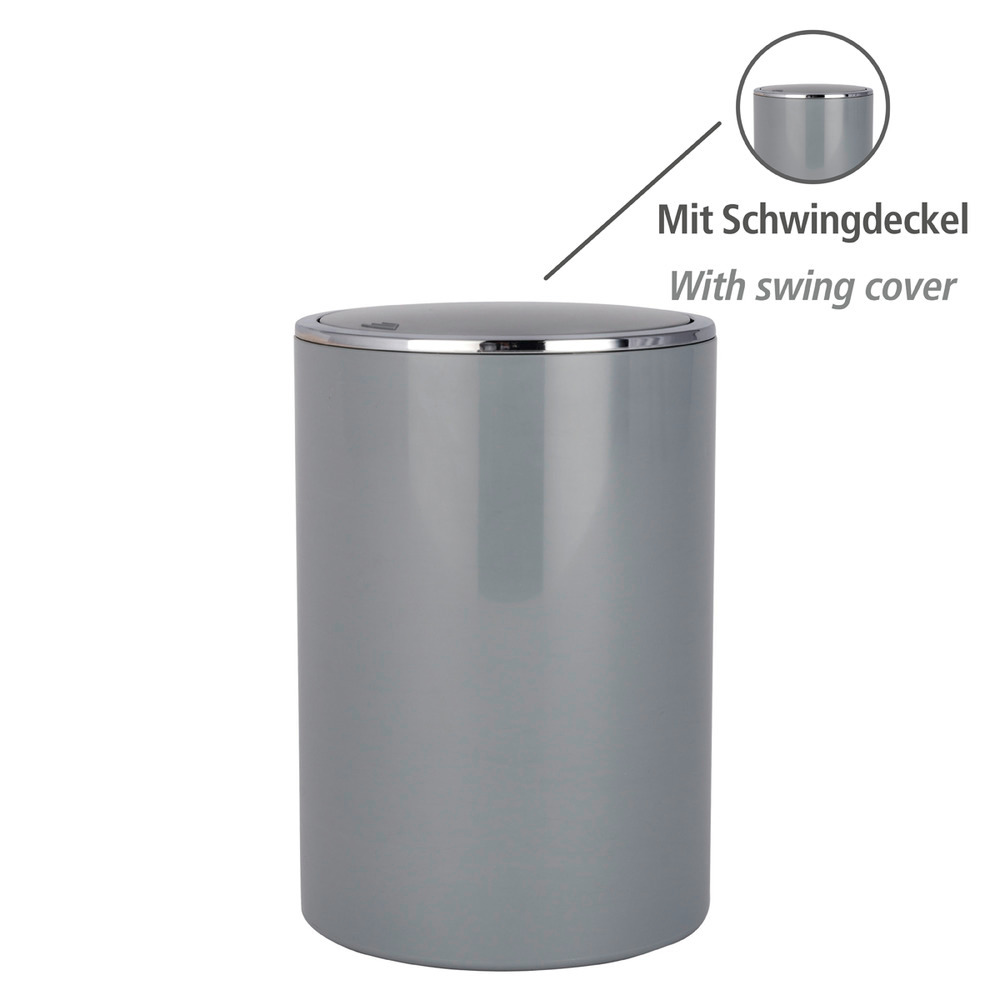 Schwingdeckeleimer Mod. Inca Grey  hochwertiger Kunststoff, 5 Liter