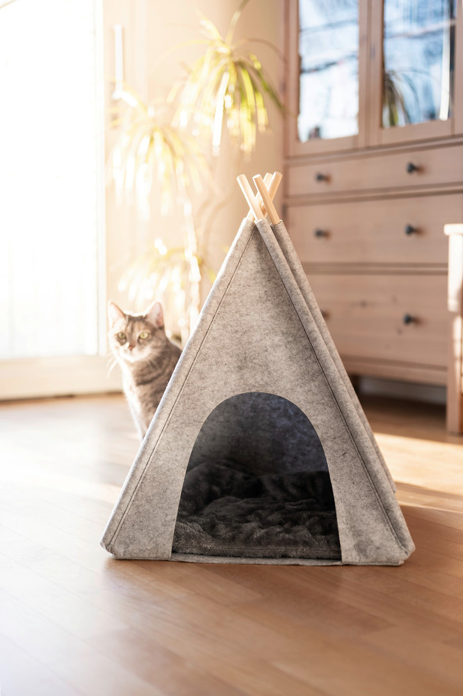 Filz-Tierbett Mod. Tipi Hellgrau  45 x 45 x 60 cm