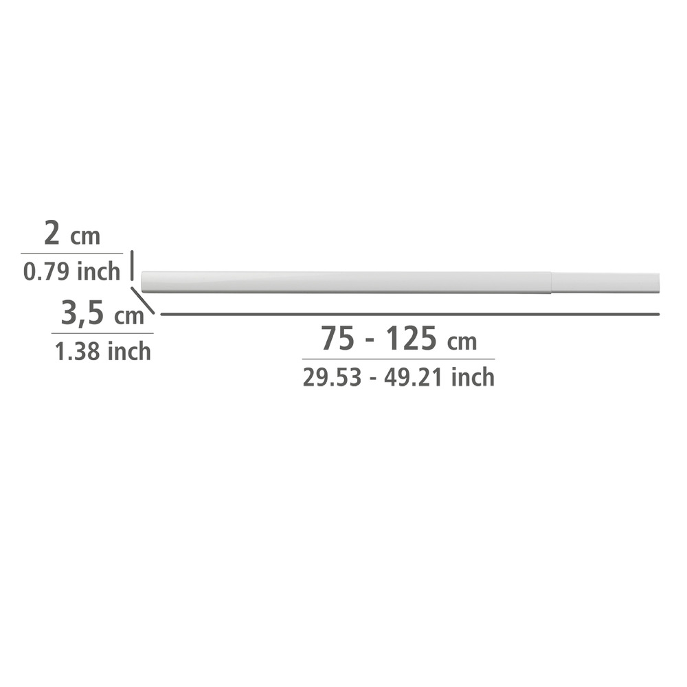 Teleskop-Duschschiene Mod. Era Weiß  Duschvorhangschiene 75-125 cm