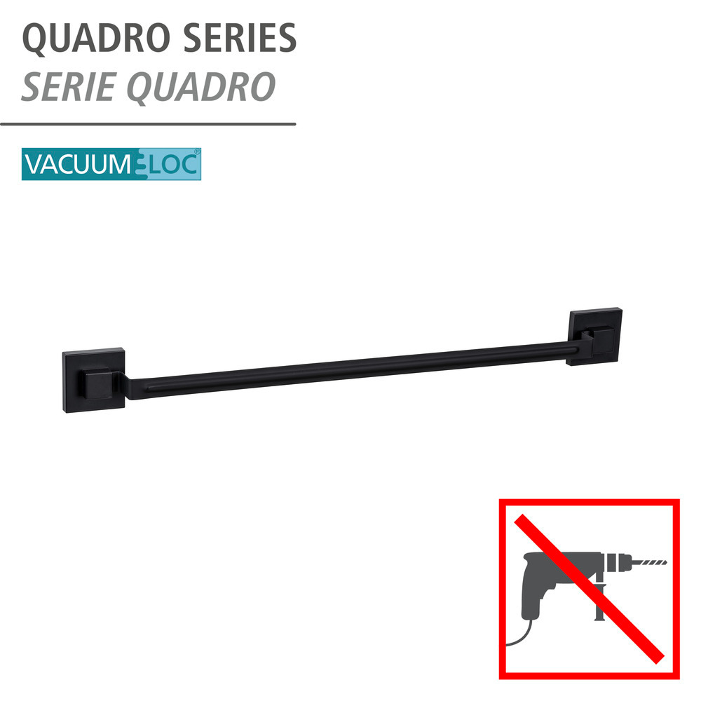 Vacuum-Loc® Badetuchstange Mod. Quadro Schwarz  Befestigen ohne Bohren