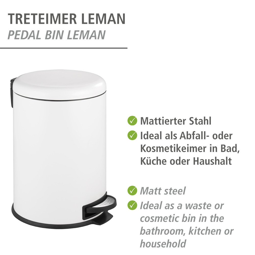 Treteimer Mod. Leman Easy Close Weiß  20 Liter