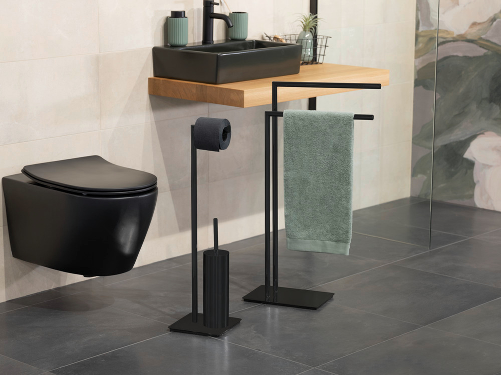 Stand WC-Garnitur Mod. Recco Schwarz  aus lackiertem Stahl