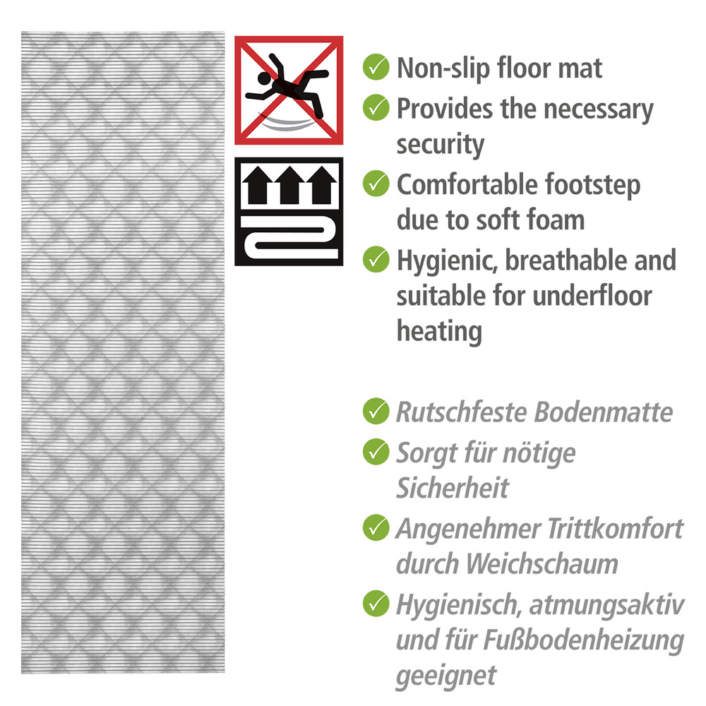 Badematte Flow Grau, 65 x 200 cm  zuschneidbar