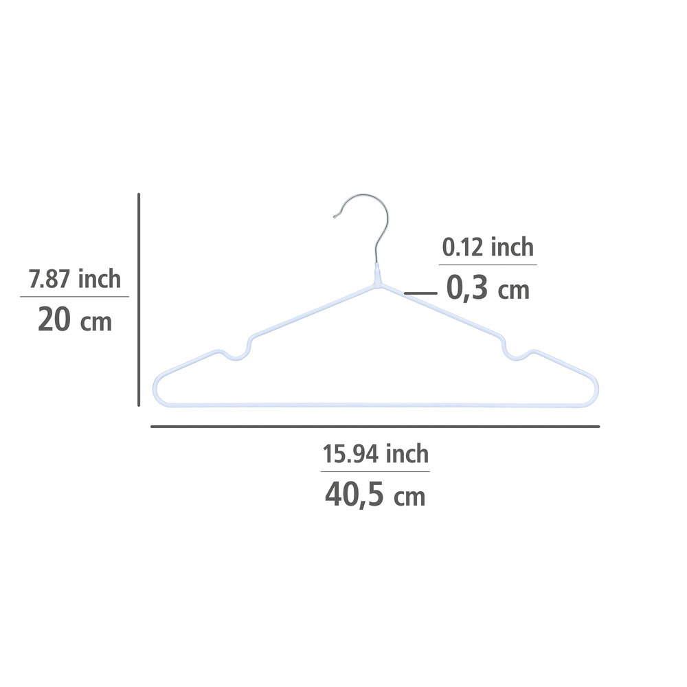 Kleiderbügel Mod. Sascha Weiß, 20er Set  rutschfeste Beschichtung
