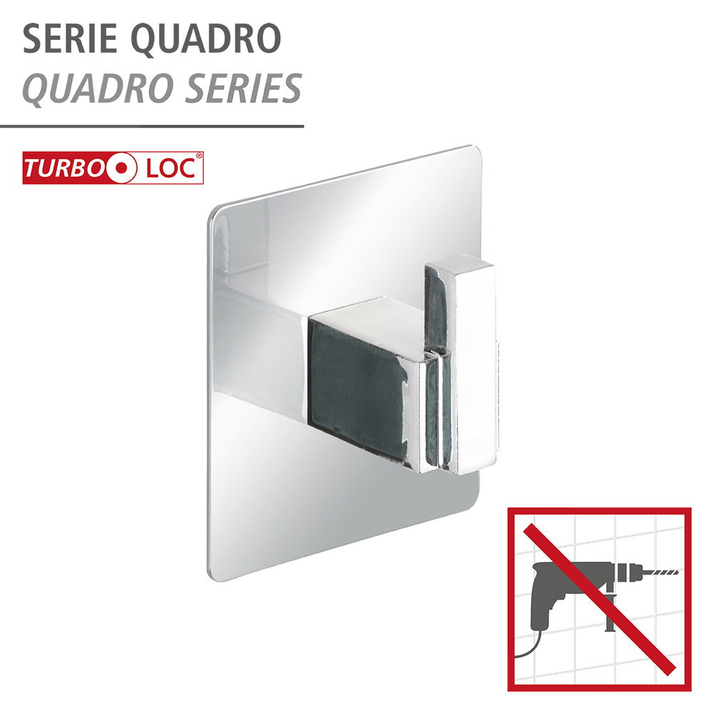 Turbo-Loc® Edelstahl Wandhaken Uno Quadro  rostfrei, Befestigen ohne bohren