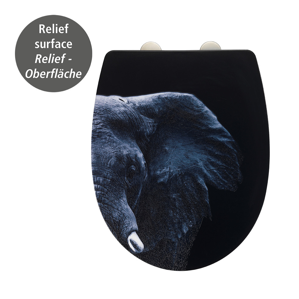 WC-Sitz Mod. Elephant mit Relief-Oberfläche  Toilettensitz mit Absenkautomatik