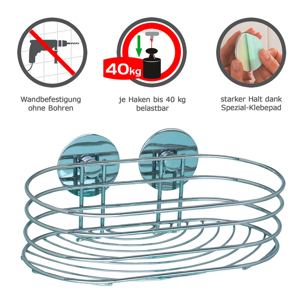 Turbo-Loc® Wandablage, Befestigen ohne bohren  aus hochglanzpoliertem, verchromtem Stahl