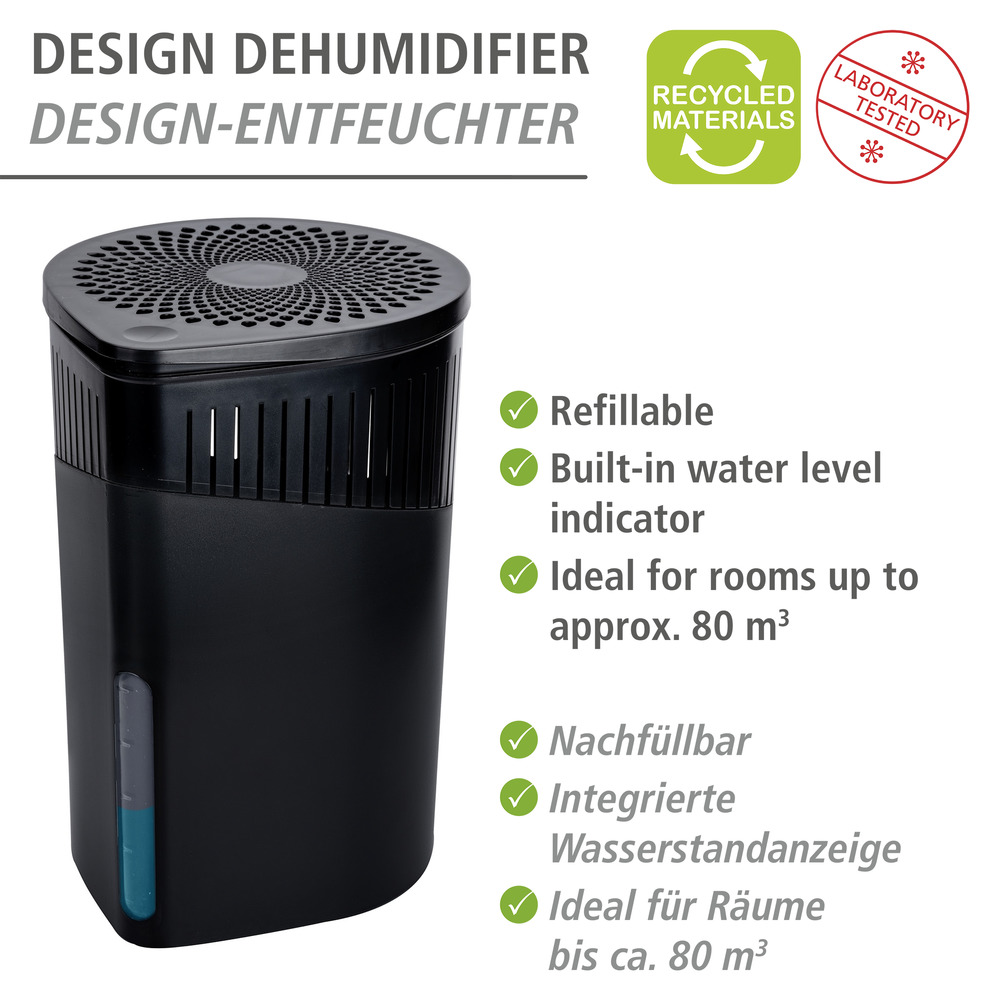 Raumentfeuchter Mod. Drop Schwarz 1000 g, 2er Set  für Räume bis ca. 80m³