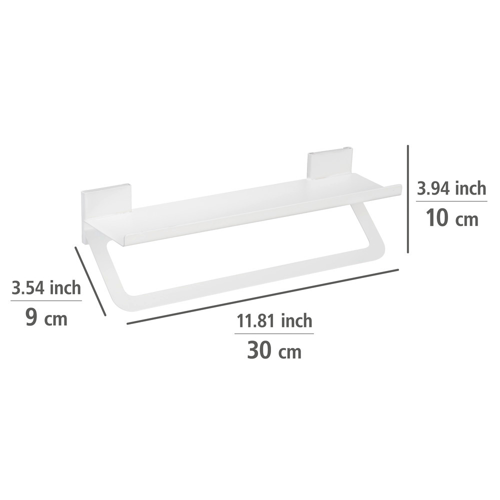 Turbo-Loc® Wandablage Mod. Ovaro White matt  Edelstahl, mit Handtuchhalter