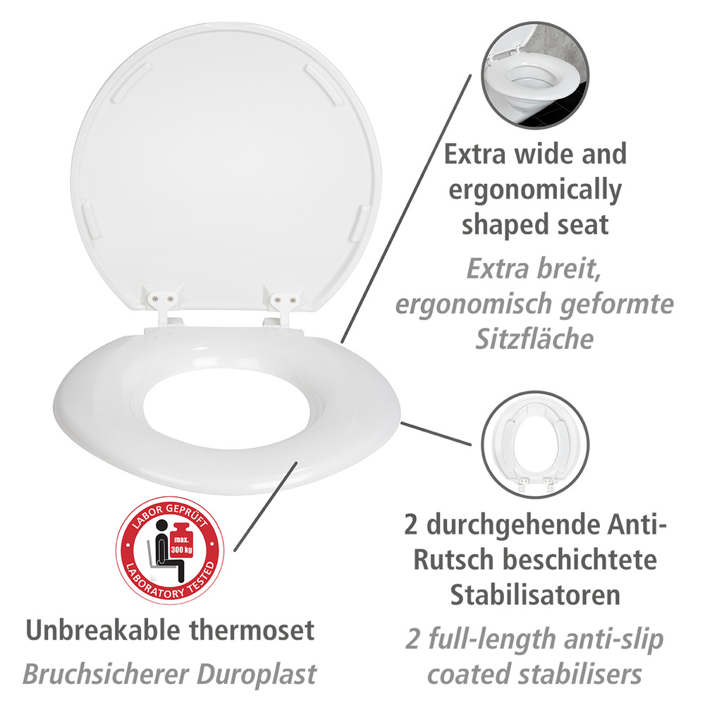 WC-Sitz Mod. Torino XXL  aus bruchsicherem Duroplast, belastbar bis 300 kg