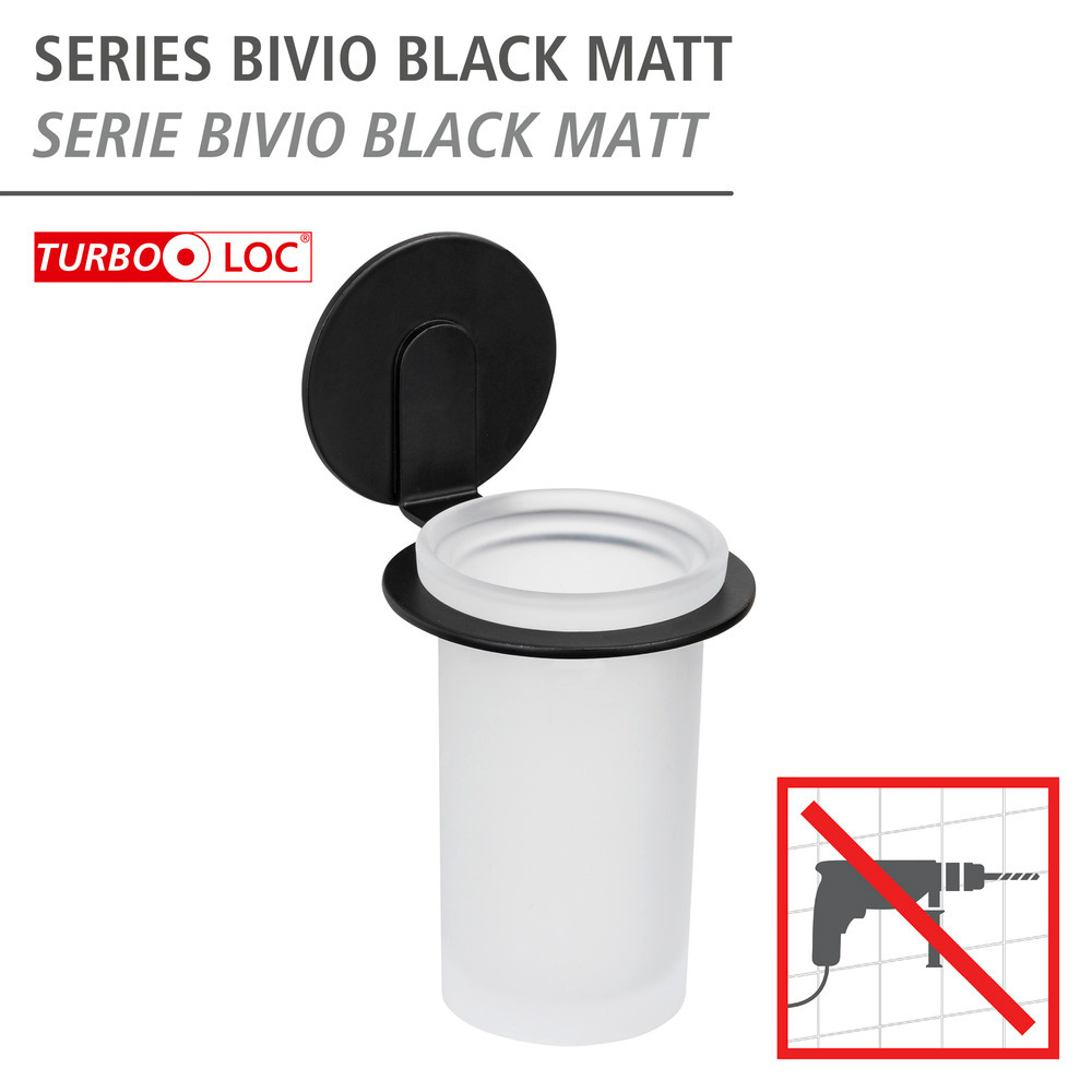 Turbo-Loc® Zahnputzbecher Mod. Bivio Black matt  aus satiniertem Glas