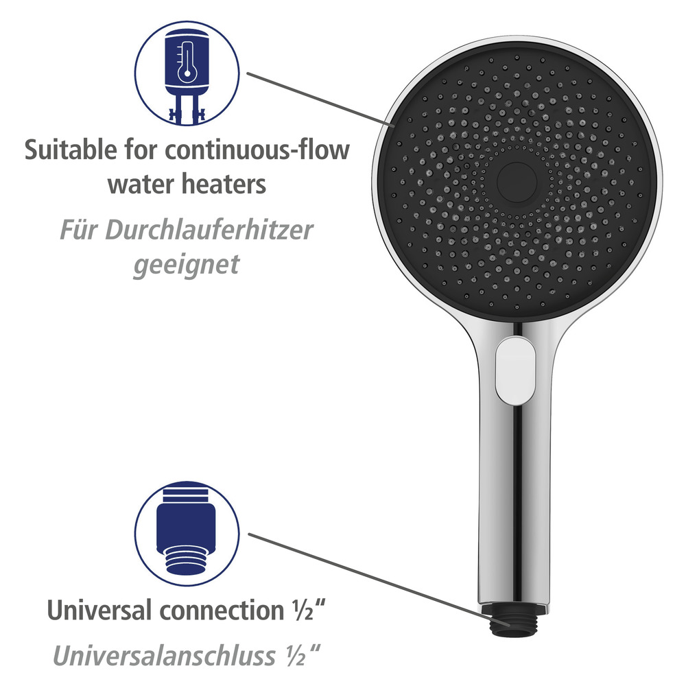 Brauseset Softwater Chrom  Länge Stange: 68 cm