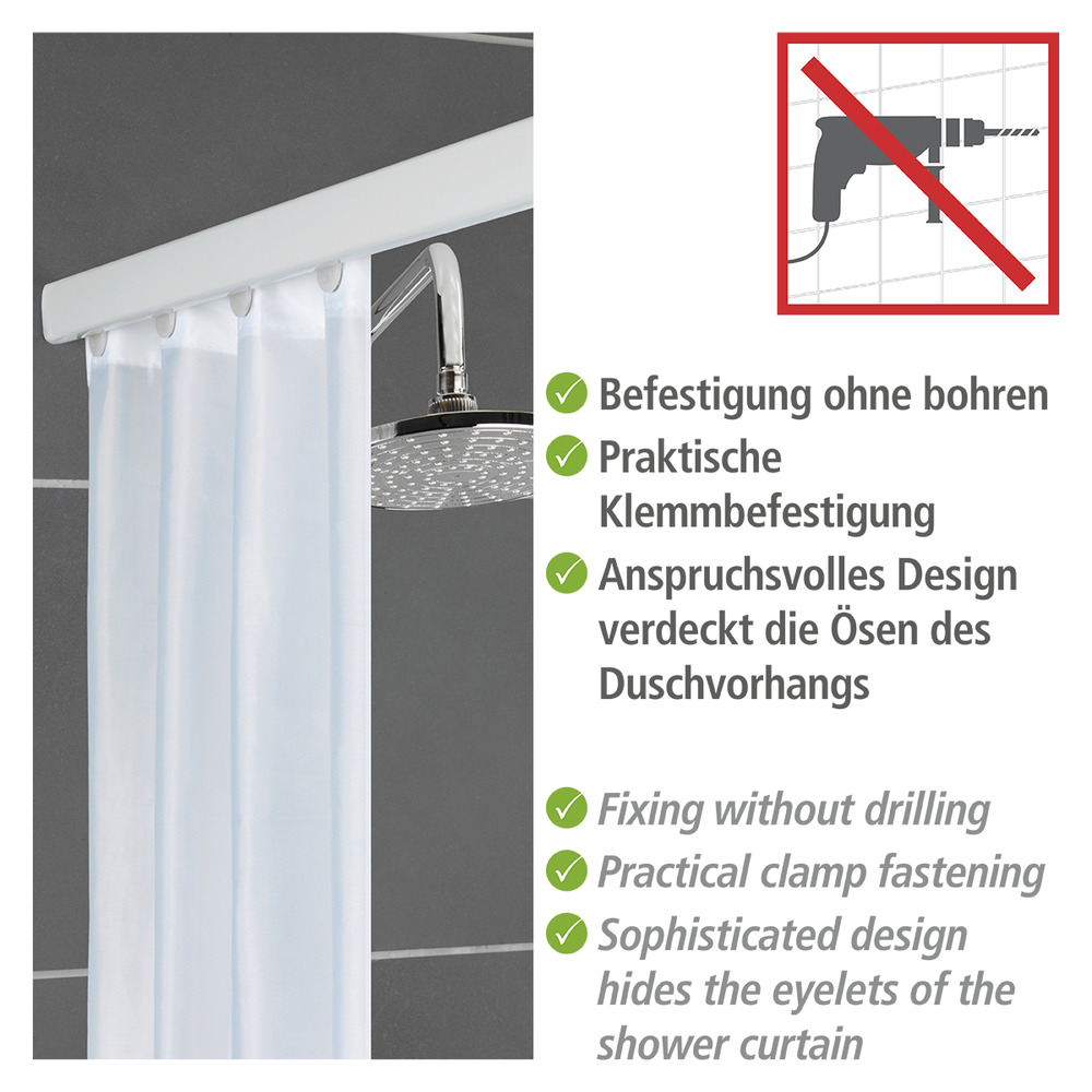 Teleskop-Duschschiene Mod. Era Weiß  Duschvorhangschiene 75-125 cm