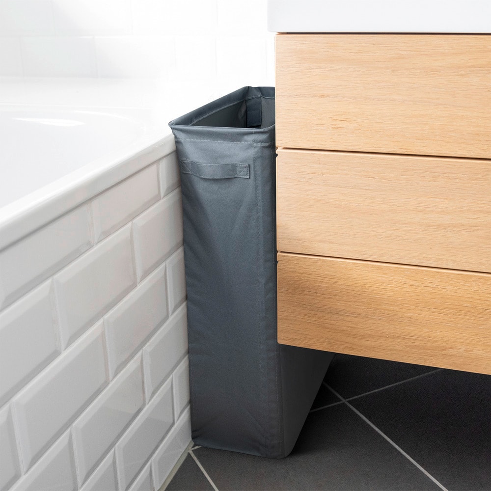 Wäschesammler Mod. Slim, anthrazit, Polyester, 46L, 20x60x40 cm  perfekt für schmale Nischen