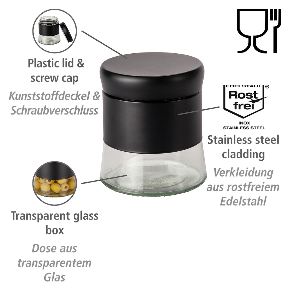 Glas Aufbewahrungsdose Boga 0, 4 Liter  Vorratsdose in Schwarz