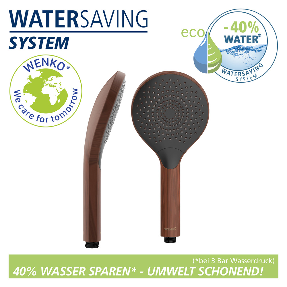 Duschkopf Watersaving Wood  Ø 12 cm