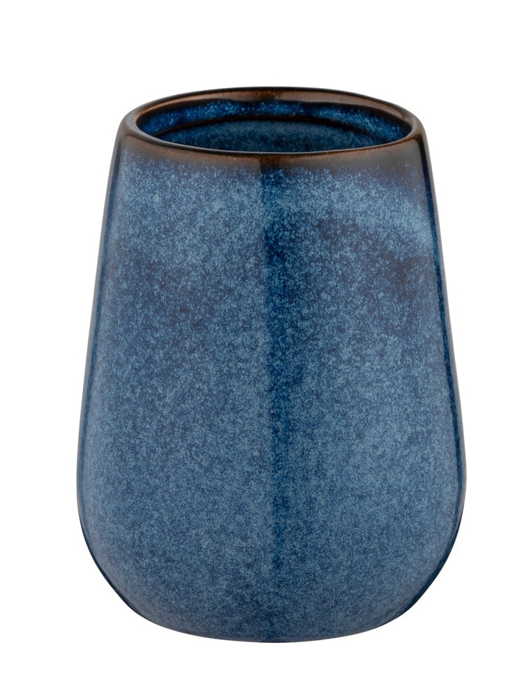 Zahnputzbecher Mod. Sirmione, blau, Keramik, Ø8x10,5 cm  handbemalt, passt ins Badezimmer