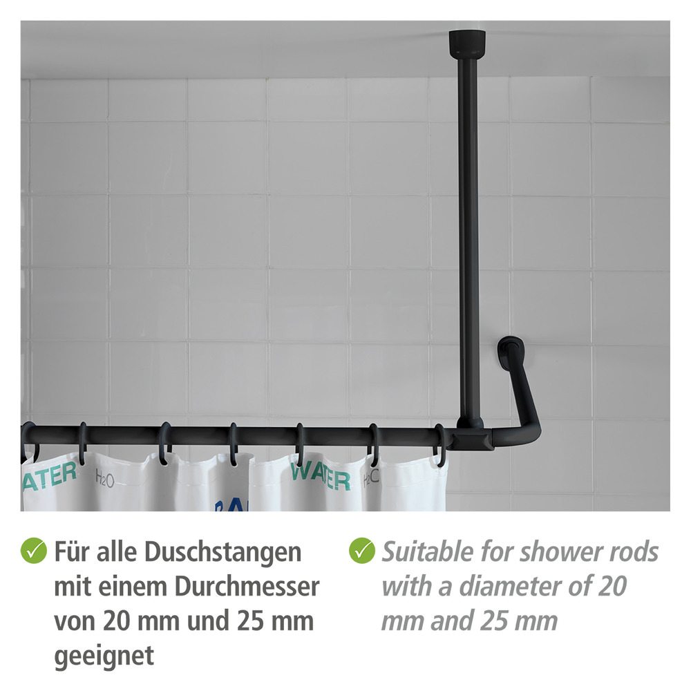 Deckenstütze für Duschstangen Schwarz  57 cm