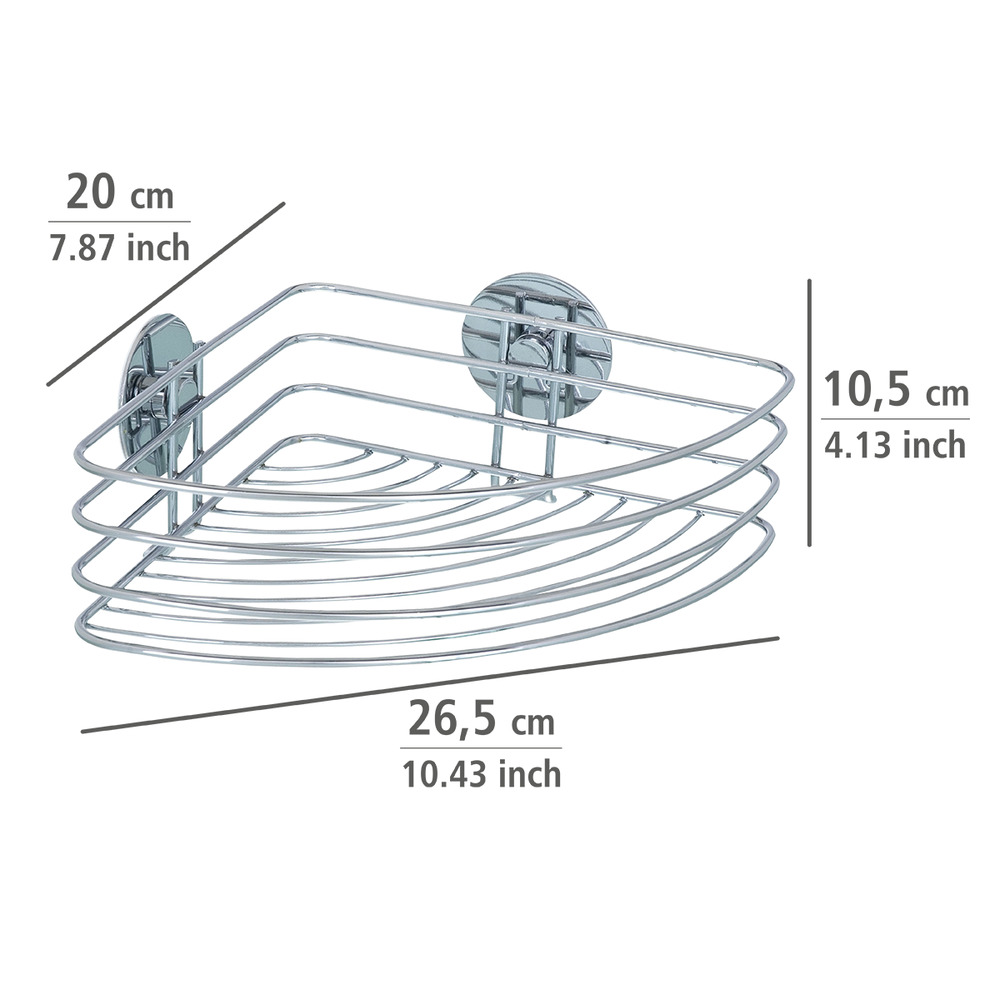 Turbo-Loc® Eckablage, Befestigen ohne bohren  aus hochglanzpoliertem, verchromtem Stahl