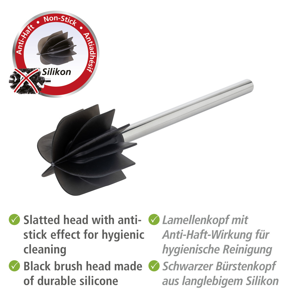 Silikon-Lamellen Ersatzbürste Schwarz  Silikonbürste Ø 7,5 cm mit Anti-Haft-Wirkung