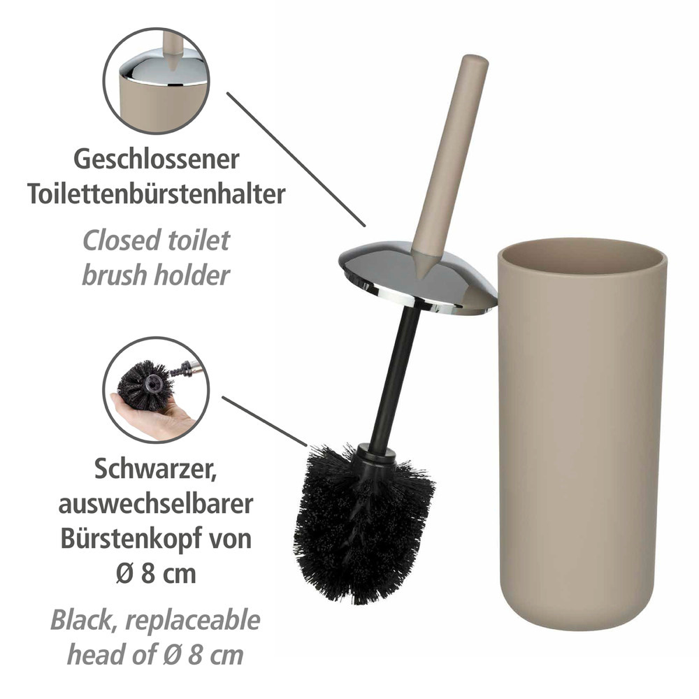 Bad-Accessoire Set Mod. Brasil Taupe, 4-teilig   Seifenspender, WC-Garnitur, Zahnputzbecher, Kosmetikeimer