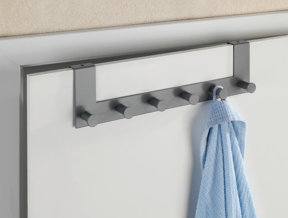 Türgarderobe Mod. Celano Grau  6 Haken, für Türfalzstärken bis 2 cm