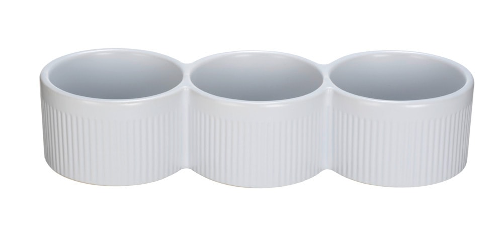 Dipschale Mod. REFIA, weiß, Keramik, 3x150ml, 27x9,5x6 cm  ideal für Snacks und Dips