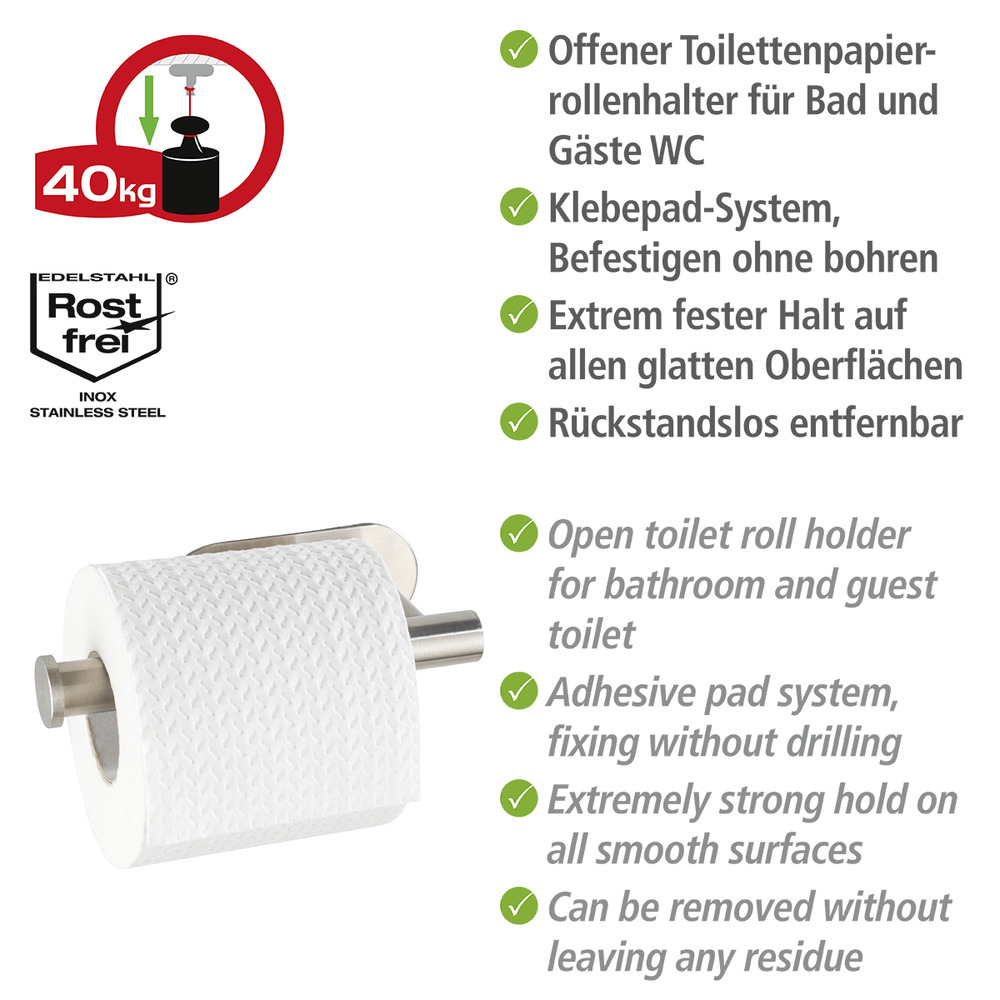 Turbo-Loc® Edelstahl Toilettenpapierhalter Mod. Orea Matt  Befestigen ohne bohren