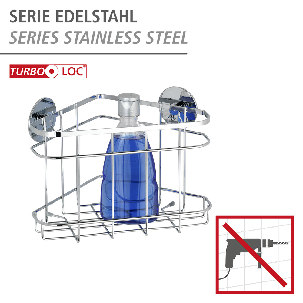 Turbo-Loc® Edelstahl Eckablage  rostfrei, Befestigen ohne bohren