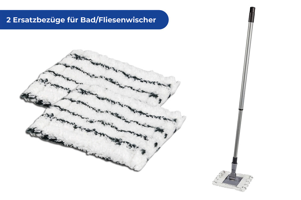 Microfaser-Ersatzbezug für Bad- & Fliesen-Wischer Mod. Profi, 2er Set  12 x 16 cm, aus 100% Polyester