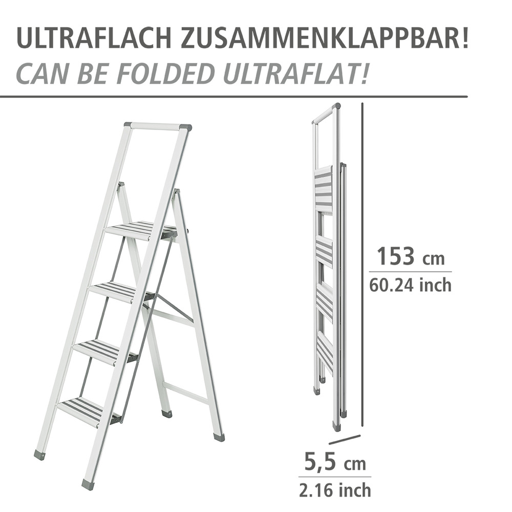 Alu-Design Klapptrittleiter 4-stufig Weiß  Haushaltsleiter