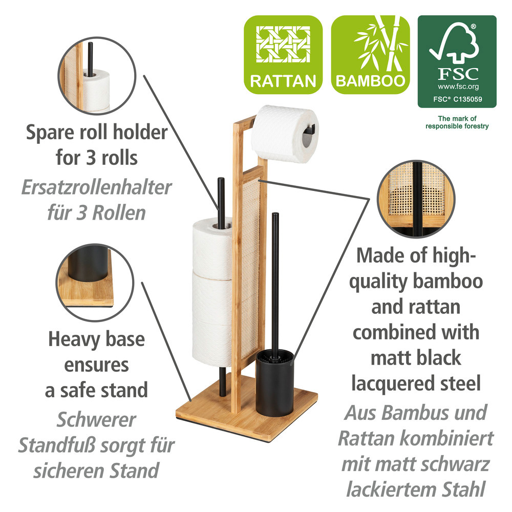 Stand WC-Garnitur Mod. Rivalta Allegre  Aus Rattan und Bambus