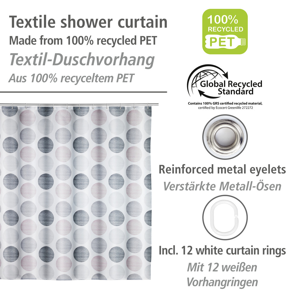 Duschvorhang Pastell Dots  180 x 200 cm, Textil (100 % recyceltes Polyester)