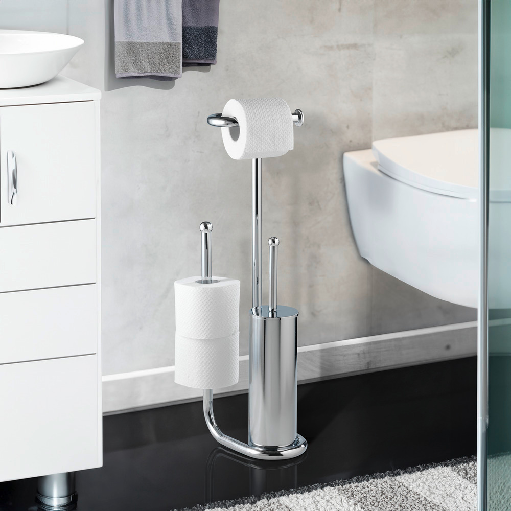 Stand WC-Garnitur Universalo Chrom  mit Ersatzrollenhalter