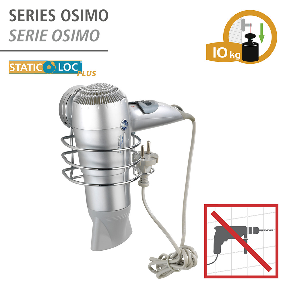 Static-Loc® Plus Haartrocknerhalter Osimo  Föhnhalter, Befestigen ohne bohren