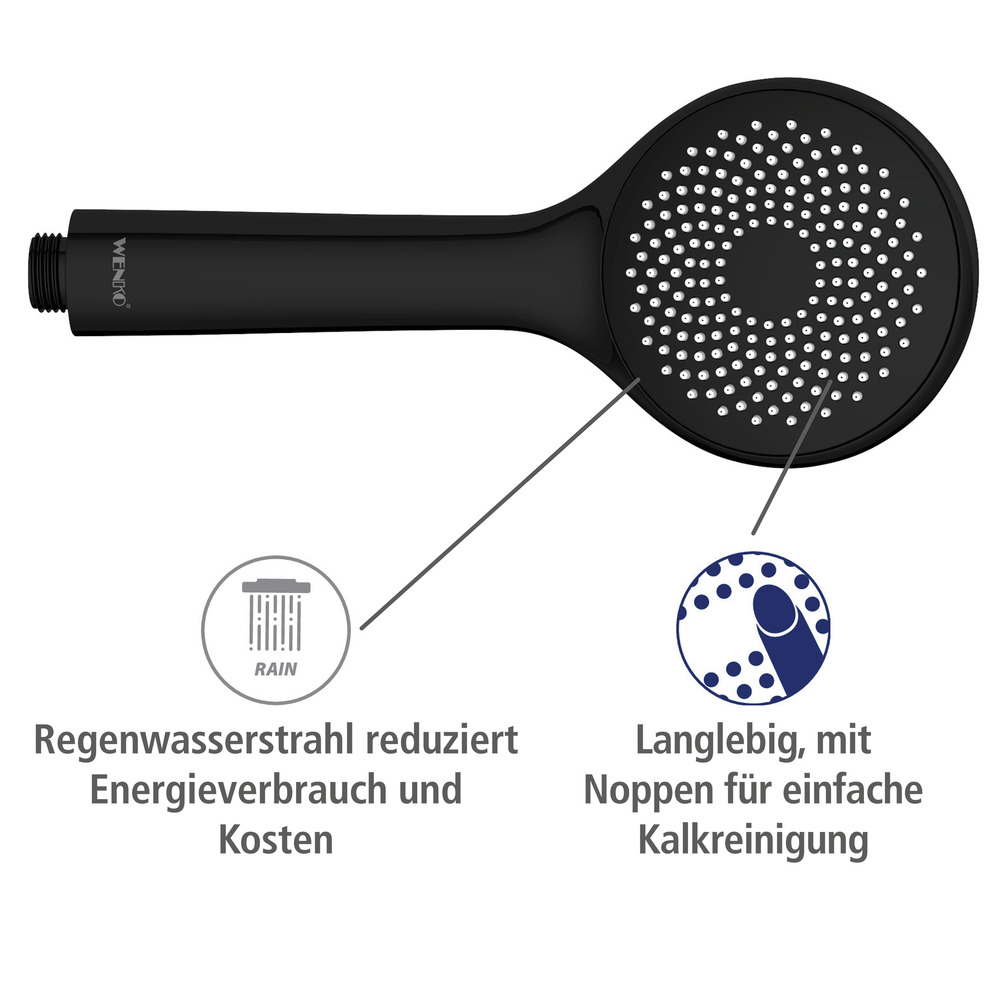 Duschkopf Watersaving Schwarz matt  Ø 9,5 cm