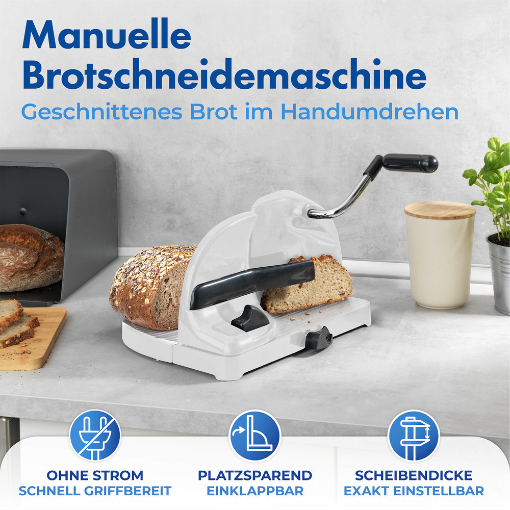 Brotschneidemaschine, mit Handkurbel  mit Handkurbel