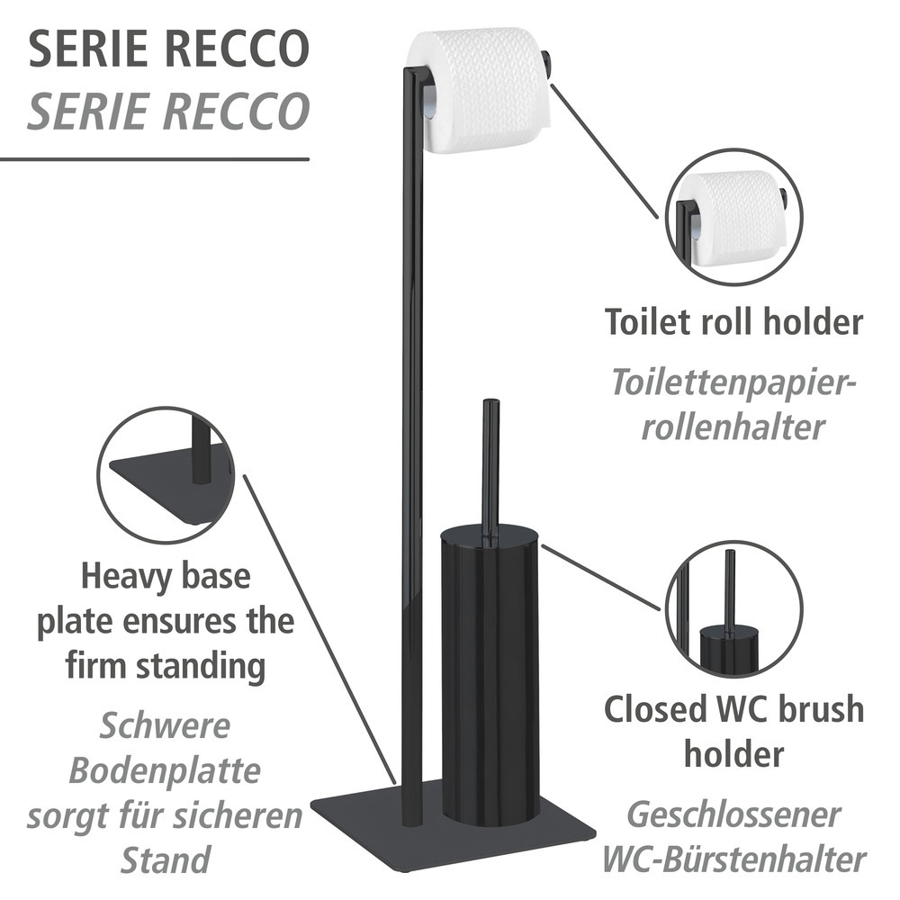 Stand WC-Garnitur Mod. Recco Schwarz  aus lackiertem Stahl