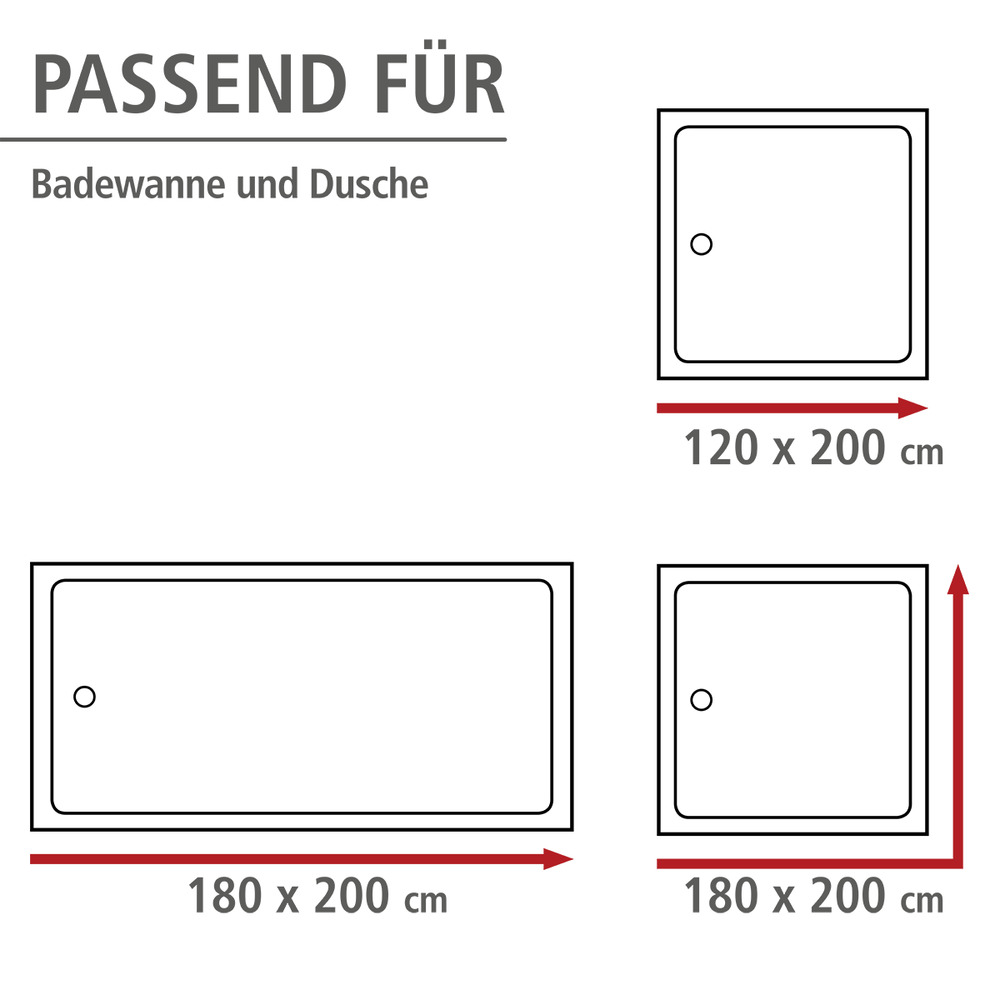 Anti-Schimmel Duschvorhang Mr. Deer Flex  Polyester, 180 x 200 cm, waschbar