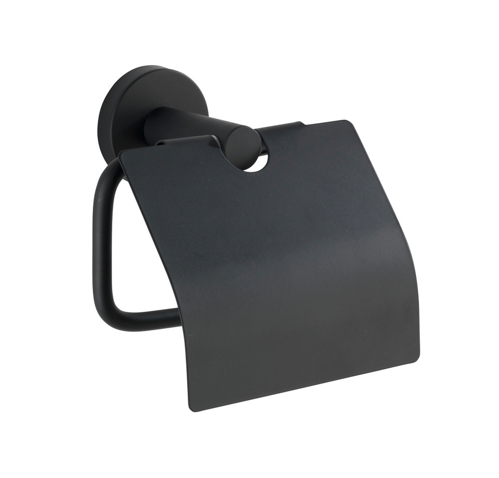 Toilettenpapierhalter Mod. Bosio Black matt mit Deckel  rostfrei