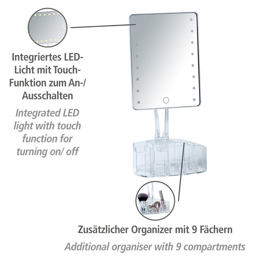 LED-Standspiegel mit Organizer Mod. Trenno  Leuchtspiegel