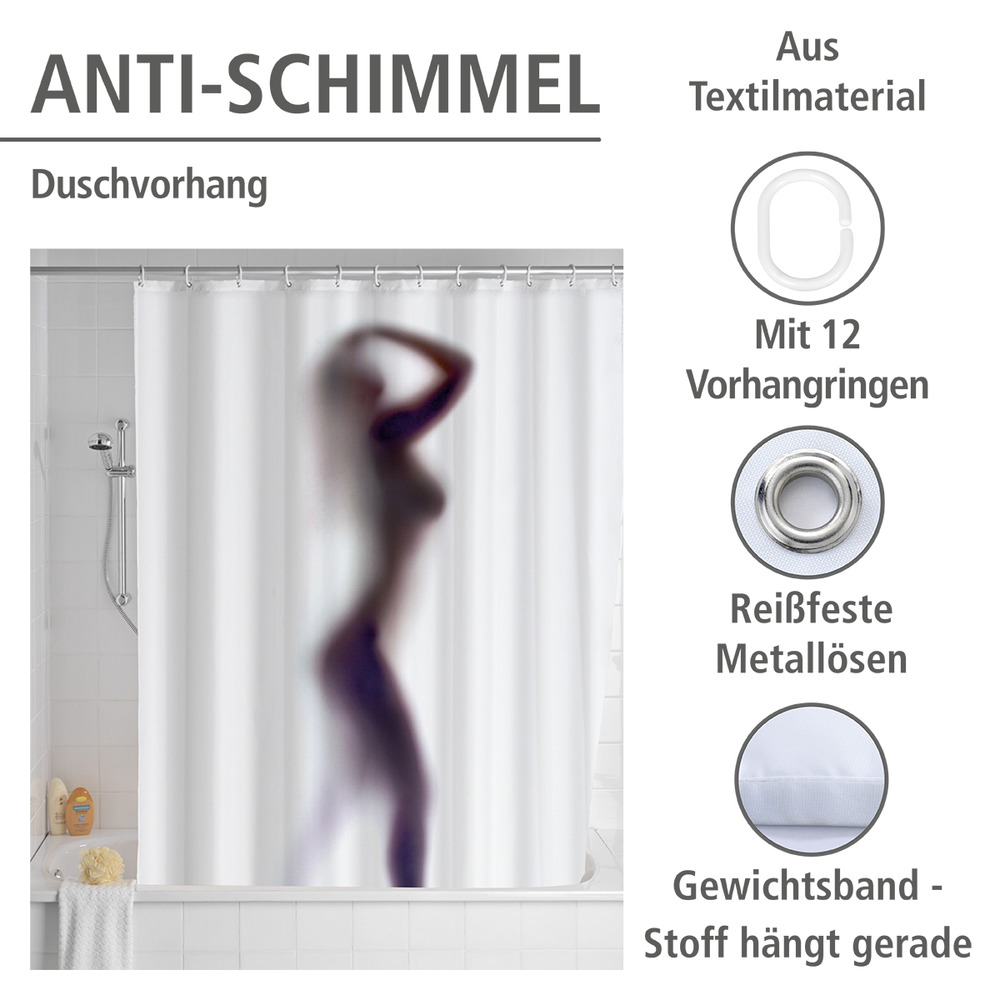 Anti-Schimmel Duschvorhang Silhouette, 180 x 200 cm  waschbar