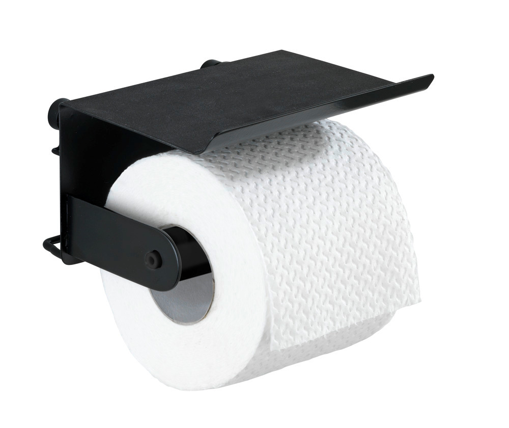 Toilettenpapierhalter mit Ablage Classic Plus Black  mit hochwertigem Rostschutz